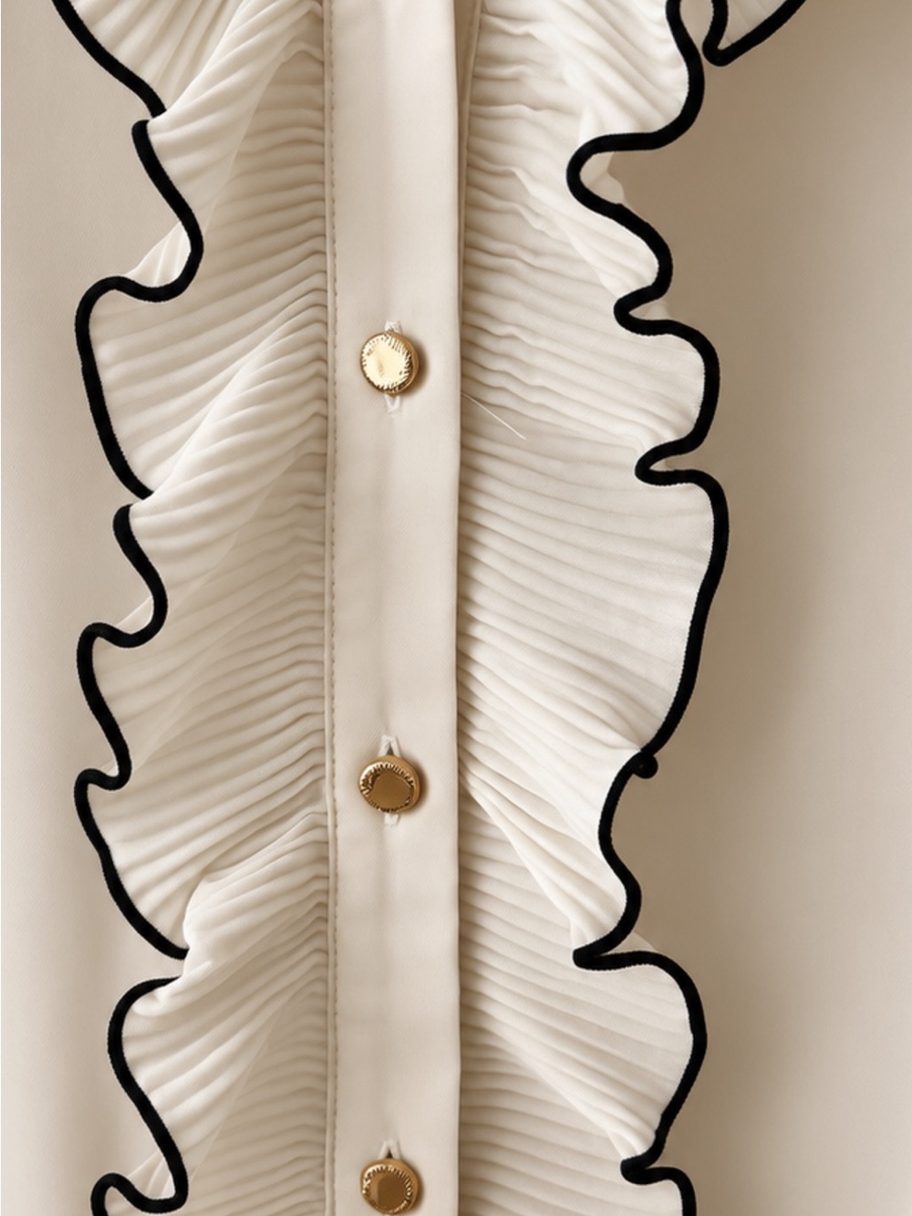Zara Cream Ruffle-Trim Button-Front Blouse - Picture 4 of 4